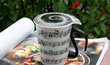 Load image into Gallery viewer, Staff Notes Piano Keyboard Ceramic Mug Coffee Caneca with Cover