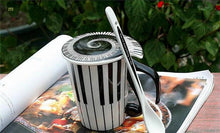 Load image into Gallery viewer, Staff Notes Piano Keyboard Ceramic Mug Coffee Caneca with Cover