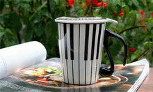 Load image into Gallery viewer, Staff Notes Piano Keyboard Ceramic Mug Coffee Caneca with Cover